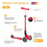 GLOBBER PRIMO FOLDABLE PLUS SCOOTER WITH LIGHTS - FUSHIA/PINK