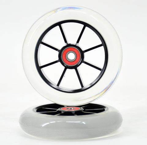 GRIT 8 SPOKE 110mm X 24  SCOOTER WHEEL  Black core /Trans Clear